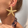 Alloy Starfish Shell Conch Earrings Minimalist Style Electroplated For Women