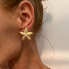 Alloy Starfish Shell Conch Earrings Minimalist Style Electroplated For Women