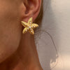Alloy Starfish Shell Conch Earrings Minimalist Style Electroplated For Women