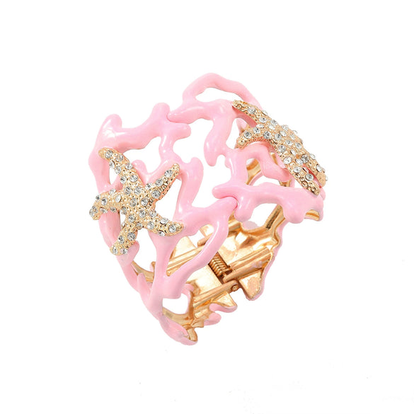 Alloy Starfish Spring Bracelet Geometric Diamond Design Irregular Coral Hollow