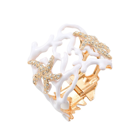 Alloy Starfish Spring Bracelet Geometric Diamond Design Irregular Coral Hollow