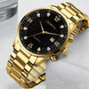 Alloy Steel Rhinestone Inlaid Men's Watch Bracelet Lion Jewelry Set With Horseshoe Buckle