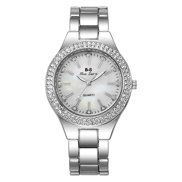 Alloy Steel Strip Quartz Women's Watch Diamondencrusted Fashion Elegant Round