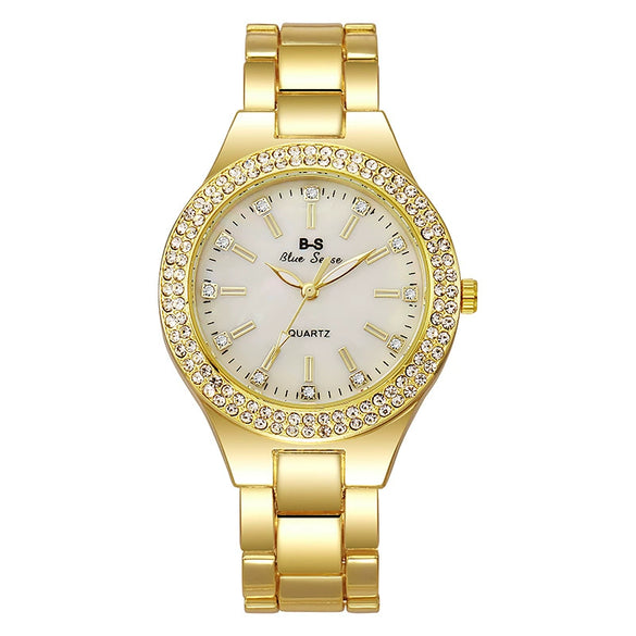 Alloy Steel Strip Quartz Women's Watch Diamondencrusted Fashion Elegant Round
