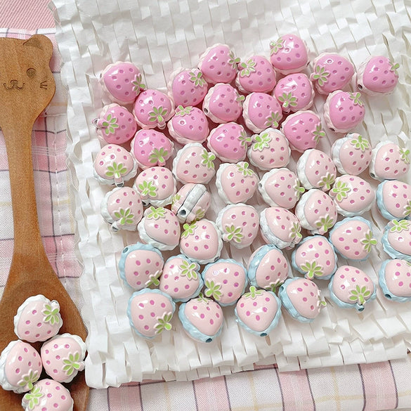 Alloy Strawberry Beads Electroplated Handpainted Diy Beading Material For Bracelet And Necklace