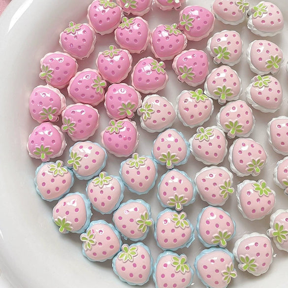 Alloy Strawberry Beads Electroplated Handpainted Diy Beading Material For Bracelet And Necklace