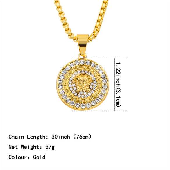 Alloy Street Geometric Diamond Pendant Hiphop Necklace