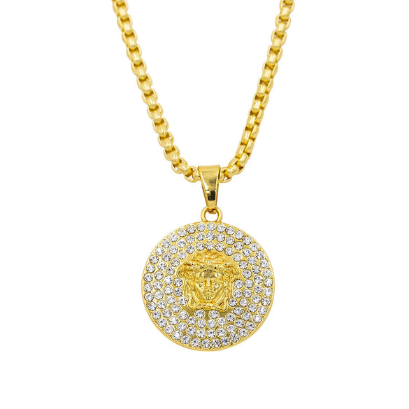 Alloy Street Geometric Diamond Pendant Hiphop Necklace