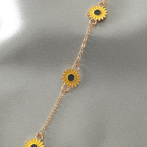 Alloy Sunflower Anklet For Women Simple Creative Daisy Foot Accessories Retro Style Geometric Pattern
