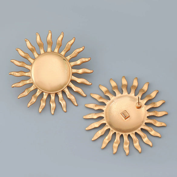 Alloy Sunflower Earrings For Girls With Electroplating Process