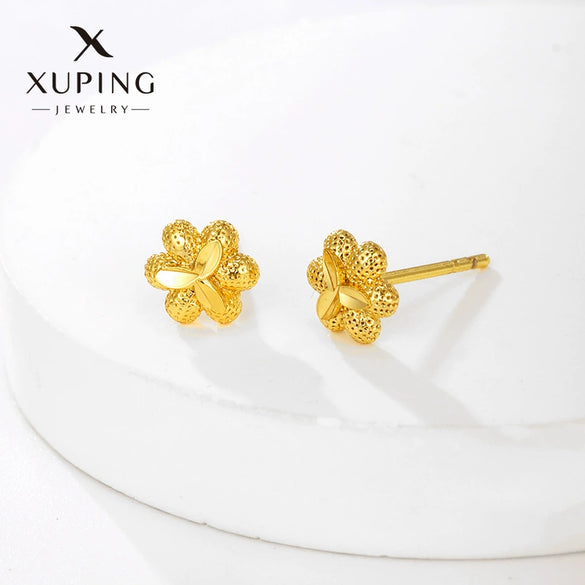 Alloy Sweet Style Flower Earrings For Women Electroplated