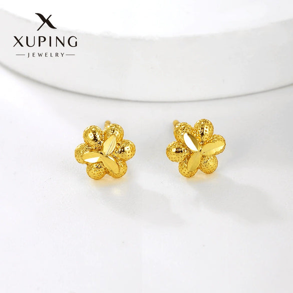 Alloy Sweet Style Flower Earrings For Women Electroplated