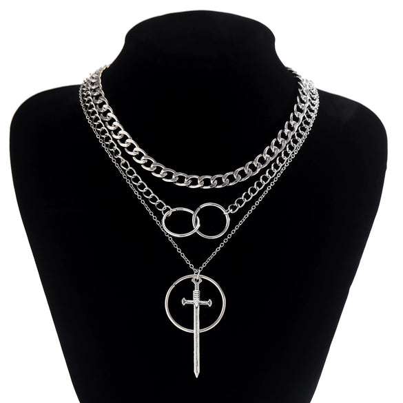 Alloy Swordshaped Exaggerated Tassel Geometric Hip Hop Style Electroplated Women's Necklace