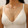 Alloy Tassel Geometric Ushaped Diamond Pendant Necklace For Men And Women