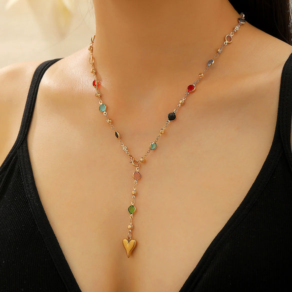 Alloy Tassel Geometric Ushaped Diamond Pendant Necklace For Men And Women