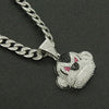 Alloy Three Dimensional Geometric Monkey Pendant Necklace With Diamond And Cuban Chain Hip Hop Accessories
