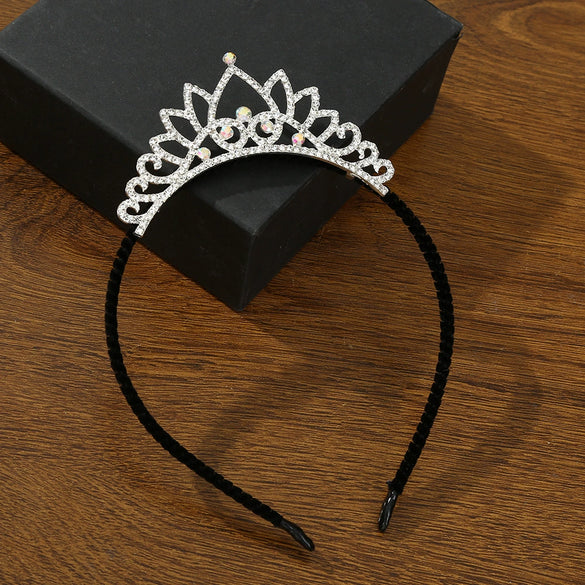 Alloy Threedimensional Rhinestone Hairband For Girls Electroplated Hair Accessories