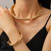 Alloy Threewire Winding Spring Collar Bracelet And Necklace Electroplating Metal Punk Hiphop Unisex