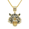 Alloy Tiger Head Pendant Necklace With Diamond Square Pearl Chain Styling Of Animals And Zodiac