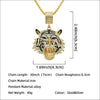 Alloy Tiger Head Pendant Necklace With Diamond Square Pearl Chain Styling Of Animals And Zodiac