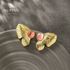 Alloy Titanium Steel Electroplated 14K Gold Inlaid Artificial Gemstone Symmetrical Butterfly Animal Zodiac Elegant Women's Earrings
