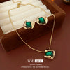 Alloy Titanium Steel Square Electroplating Sophisticated Geometric Women's Earrings And Necklaces Fashion Set