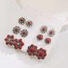 Alloy Turquoise Geometric Flower Bull Head Pony Earrings For Women Electroplated