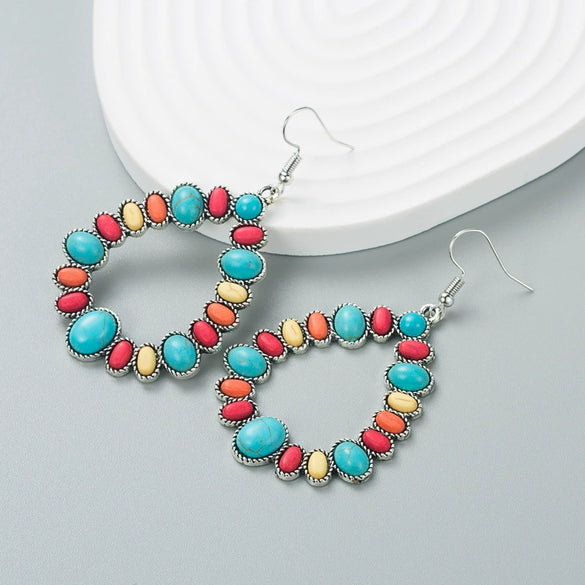 Alloy Turquoise Geometric Women's Luxury Long Earrings