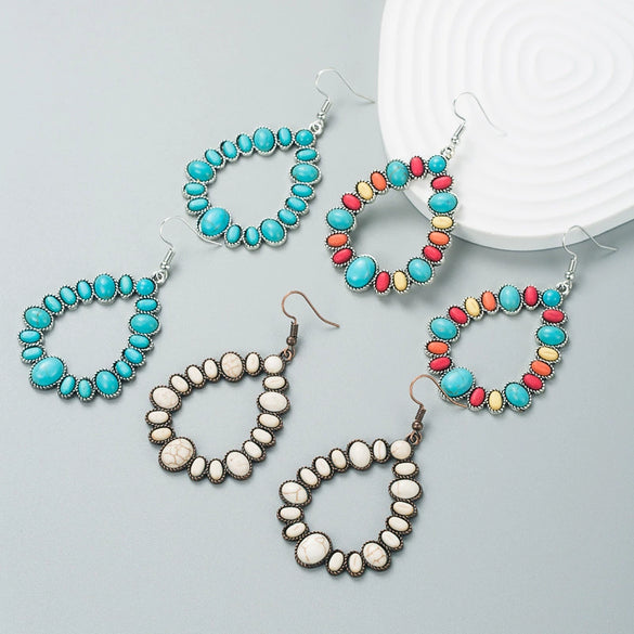 Alloy Turquoise Geometric Women's Luxury Long Earrings