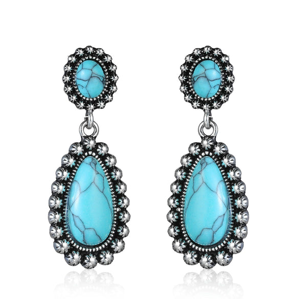 Alloy Turquoise Vintage Pearshaped Electroplated Geometric Women's Earrings