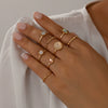 Alloy Twist Hollow Cross Chain Ring With Wave Pattern Punk Style Electroplated