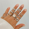 Alloy Twist Hollow Cross Chain Ring With Wave Pattern Punk Style Electroplated