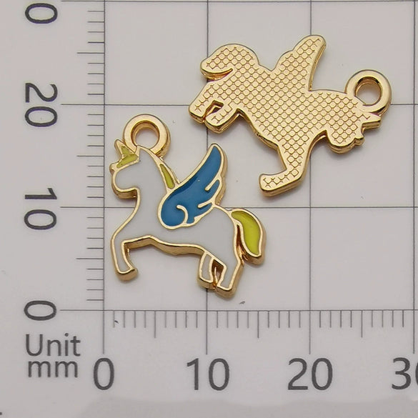 Alloy Unicorn Dripping Oil Diy Handmade Jewelry Accessories Pendant Earrings Necklace Keychain