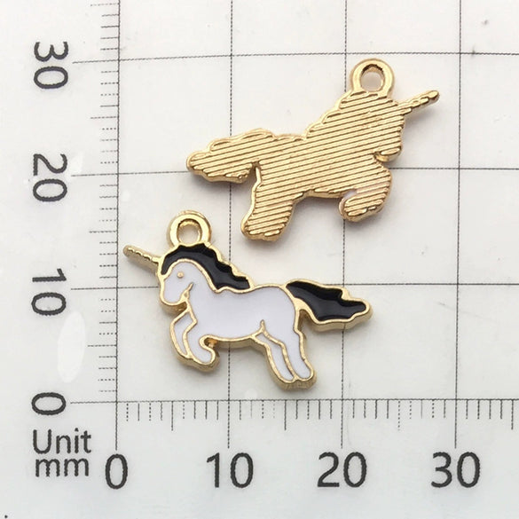 Alloy Unicorn Dripping Oil Diy Handmade Jewelry Accessories Pendant Earrings Necklace Keychain