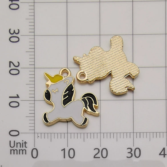 Alloy Unicorn Dripping Oil Diy Handmade Jewelry Accessories Pendant Earrings Necklace Keychain