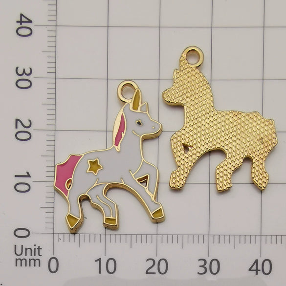 Alloy Unicorn Dripping Oil Diy Handmade Jewelry Accessories Pendant Earrings Necklace Keychain