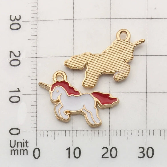 Alloy Unicorn Dripping Oil Diy Handmade Jewelry Accessories Pendant Earrings Necklace Keychain