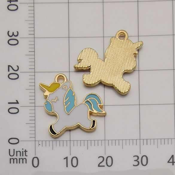 Alloy Unicorn Dripping Oil Diy Handmade Jewelry Accessories Pendant Earrings Necklace Keychain