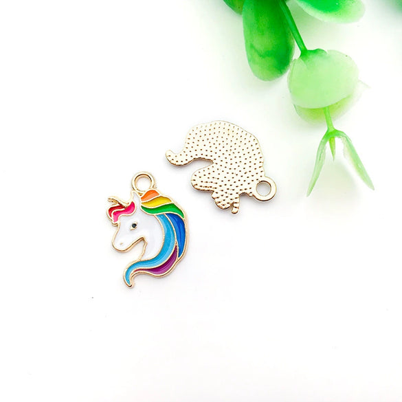 Alloy Unicorn Pendant With Oil Drop Design Handmade Jewelry Accessories For Diy Bracelets