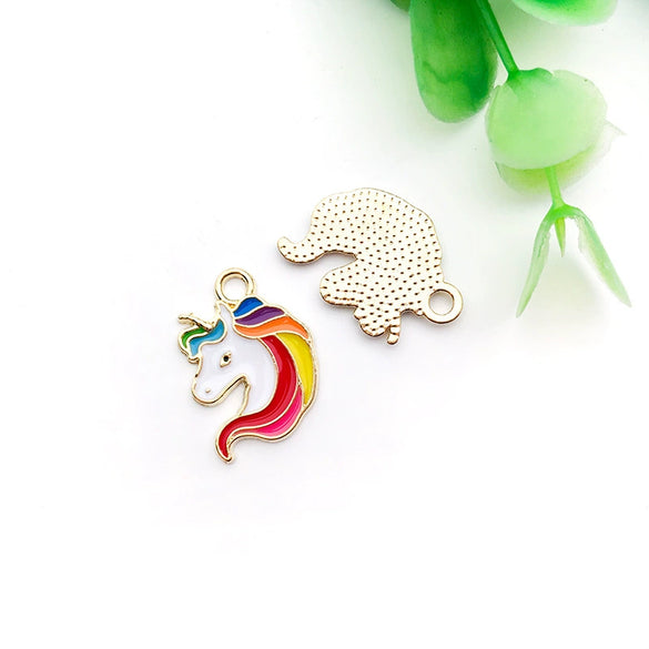 Alloy Unicorn Pendant With Oil Drop Design Handmade Jewelry Accessories For Diy Bracelets