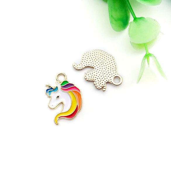 Alloy Unicorn Pendant With Oil Drop Design Handmade Jewelry Accessories For Diy Bracelets