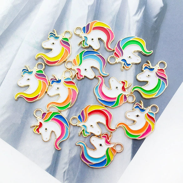 Alloy Unicorn Pendant With Oil Drop Design Handmade Jewelry Accessories For Diy Bracelets