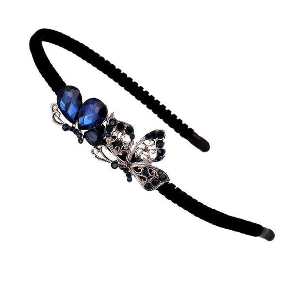 Alloy Velvet Nonslip Crystal Retro Bow Headband With Rhinestones For Women Electroplated Hair Accessories