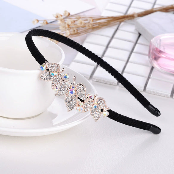 Alloy Velvet Rhinestone Headband Bow Handmade Hair Accessories For Women