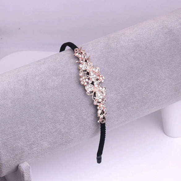 Alloy Velvet Rhinestone Headband Bow Handmade Hair Accessories For Women