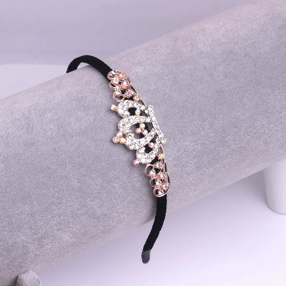 Alloy Velvet Rhinestone Headband Bow Handmade Hair Accessories For Women
