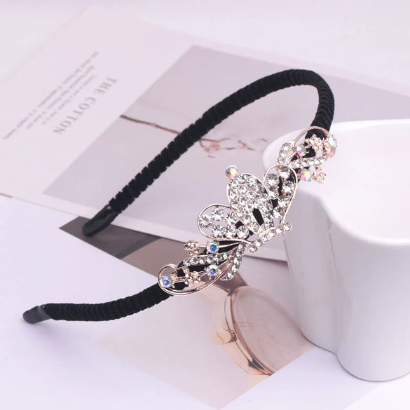 Alloy Velvet Rhinestone Headband Bow Handmade Hair Accessories For Women