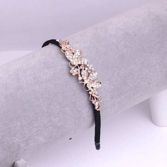 Alloy Velvet Rhinestone Headband Bow Handmade Hair Accessories For Women