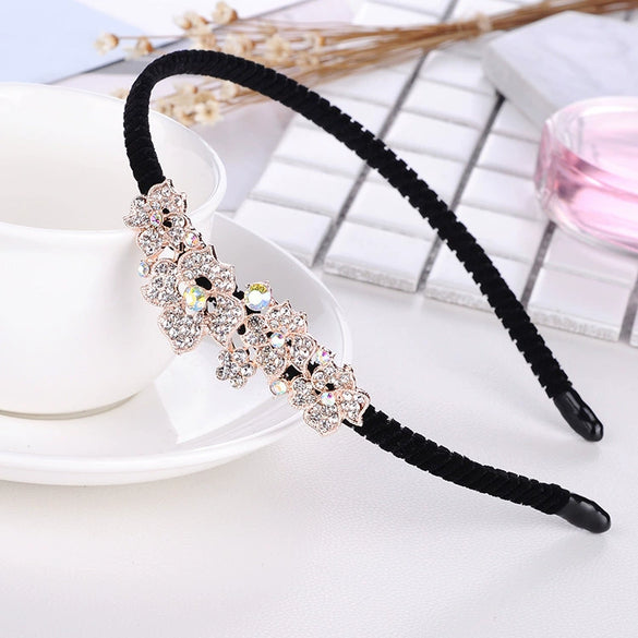 Alloy Velvet Rhinestone Headband Bow Handmade Hair Accessories For Women