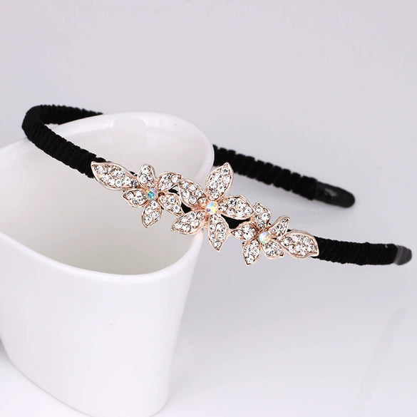 Alloy Velvet Rhinestone Headband Bow Handmade Hair Accessories For Women